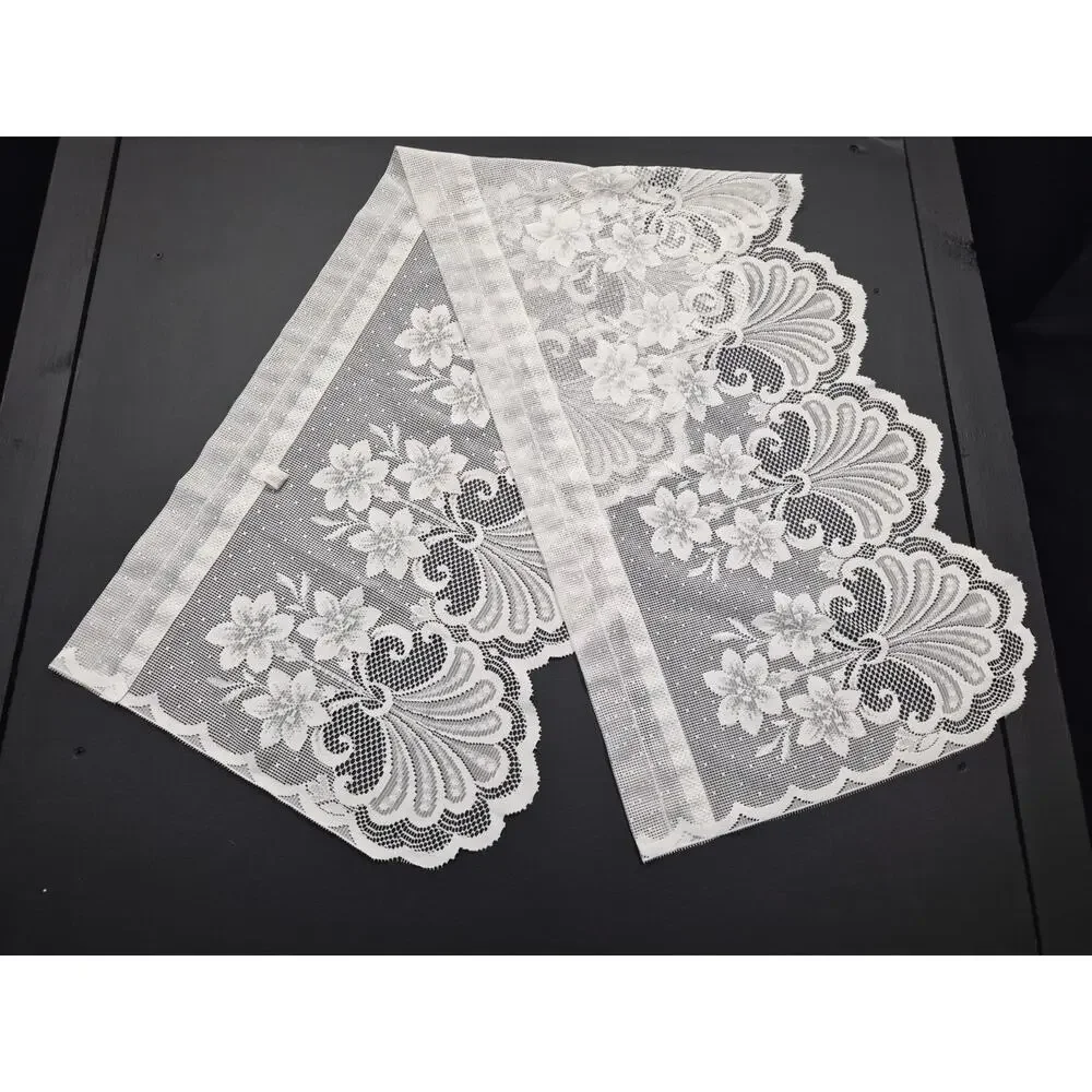 Vintage Floral Lace Valance 56 W 18 L Made In U S A